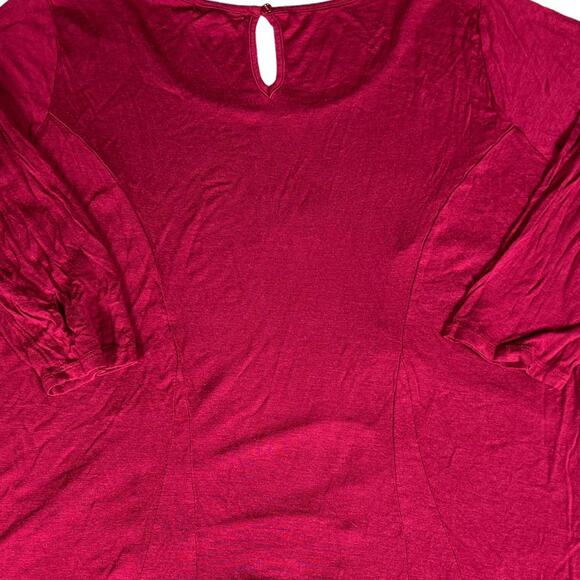 Pink Rose Three-Quarter Sleeve Tunic Tee Shirt Top Plus Size Size 2X Fuschia - Picture 4 of 12